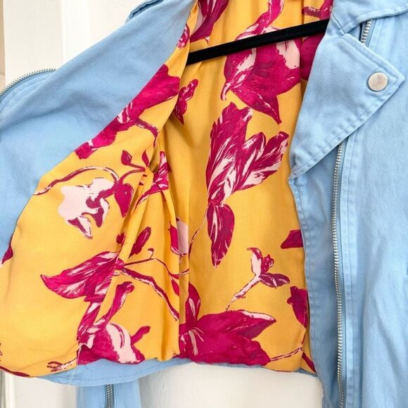 Color Me Courtney Blue Motorcycle Style Cotton Jacket Size 12 - Picture 6 of 8